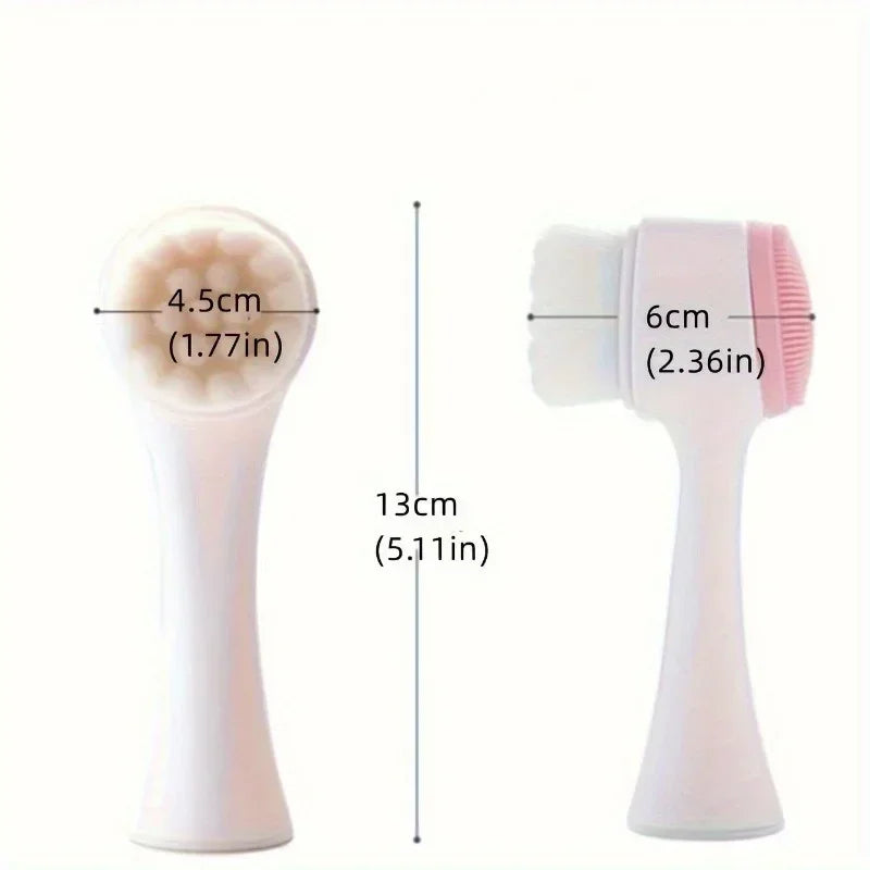1pc Double sided facial brush with soft bristles and silicone facial cleanser