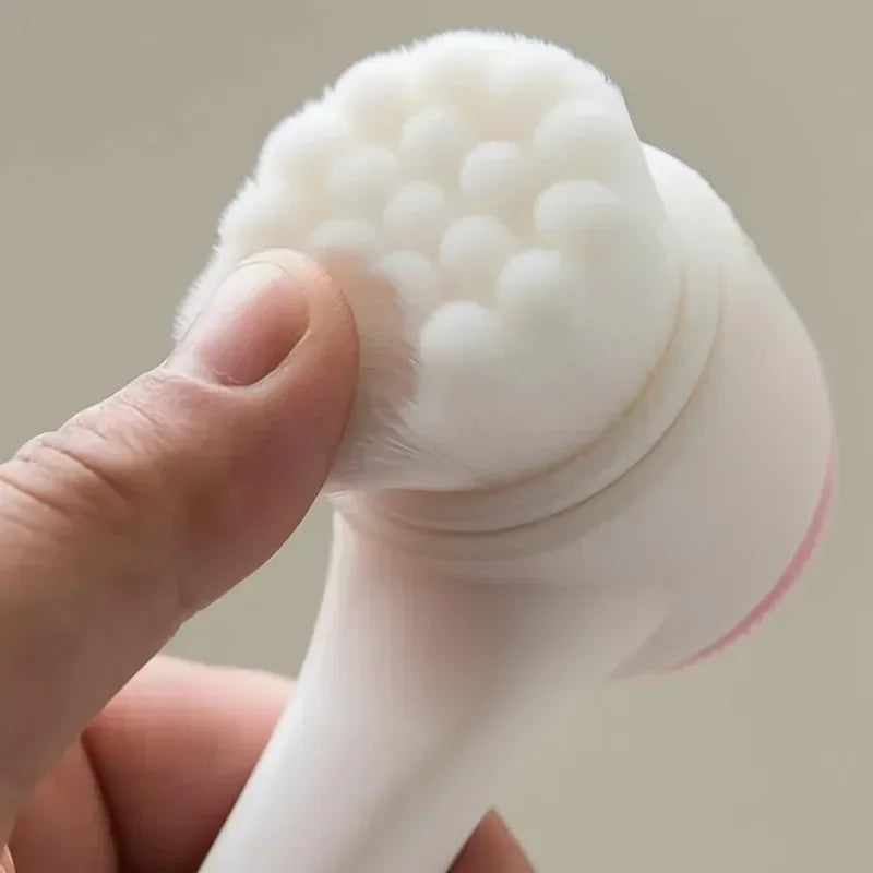1pc Double sided facial brush with soft bristles and silicone facial cleanser